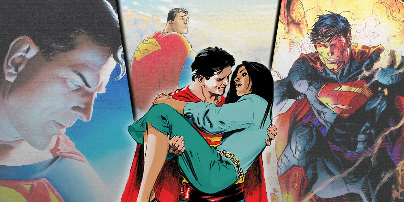 Superman and Lois Lane from Secret Identity ahead of covers for Superman: Peace on Earth, All-Star Superman, and Superman Unchained