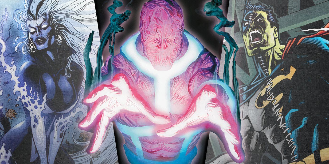 Split image of Parasite, Silver Banshee, and Composite Superman from DC Comics