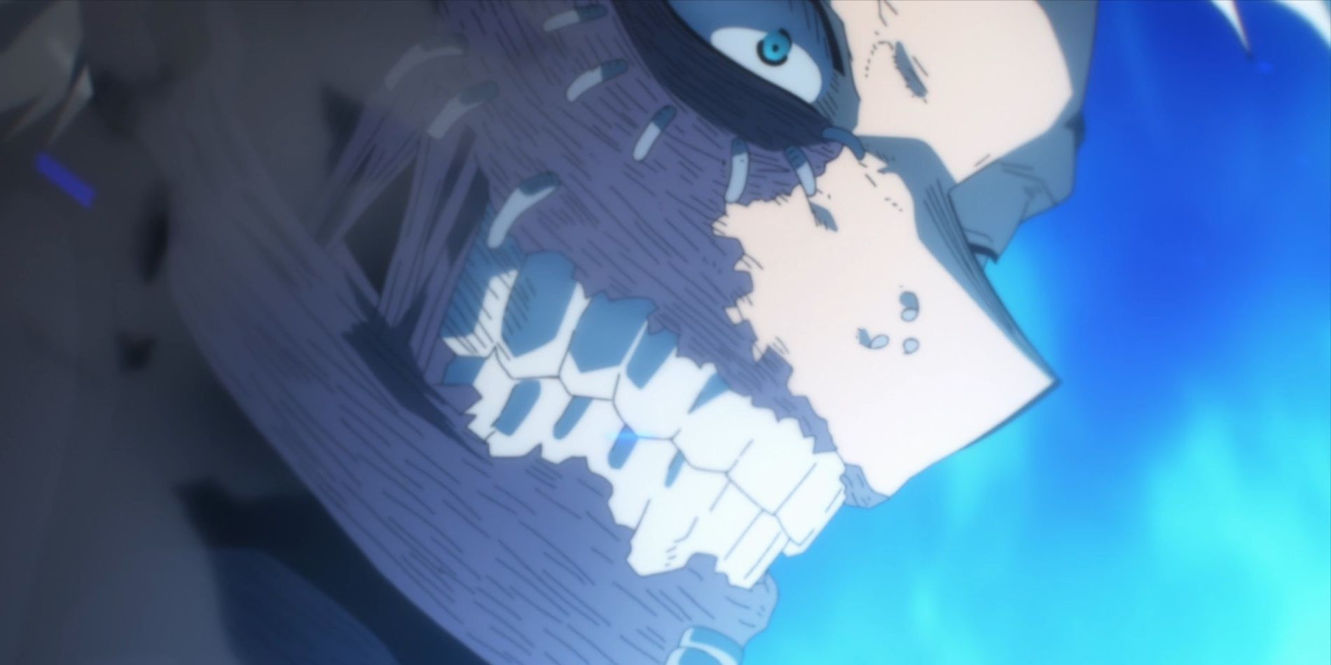 Um close de Dabi falando intensamente.