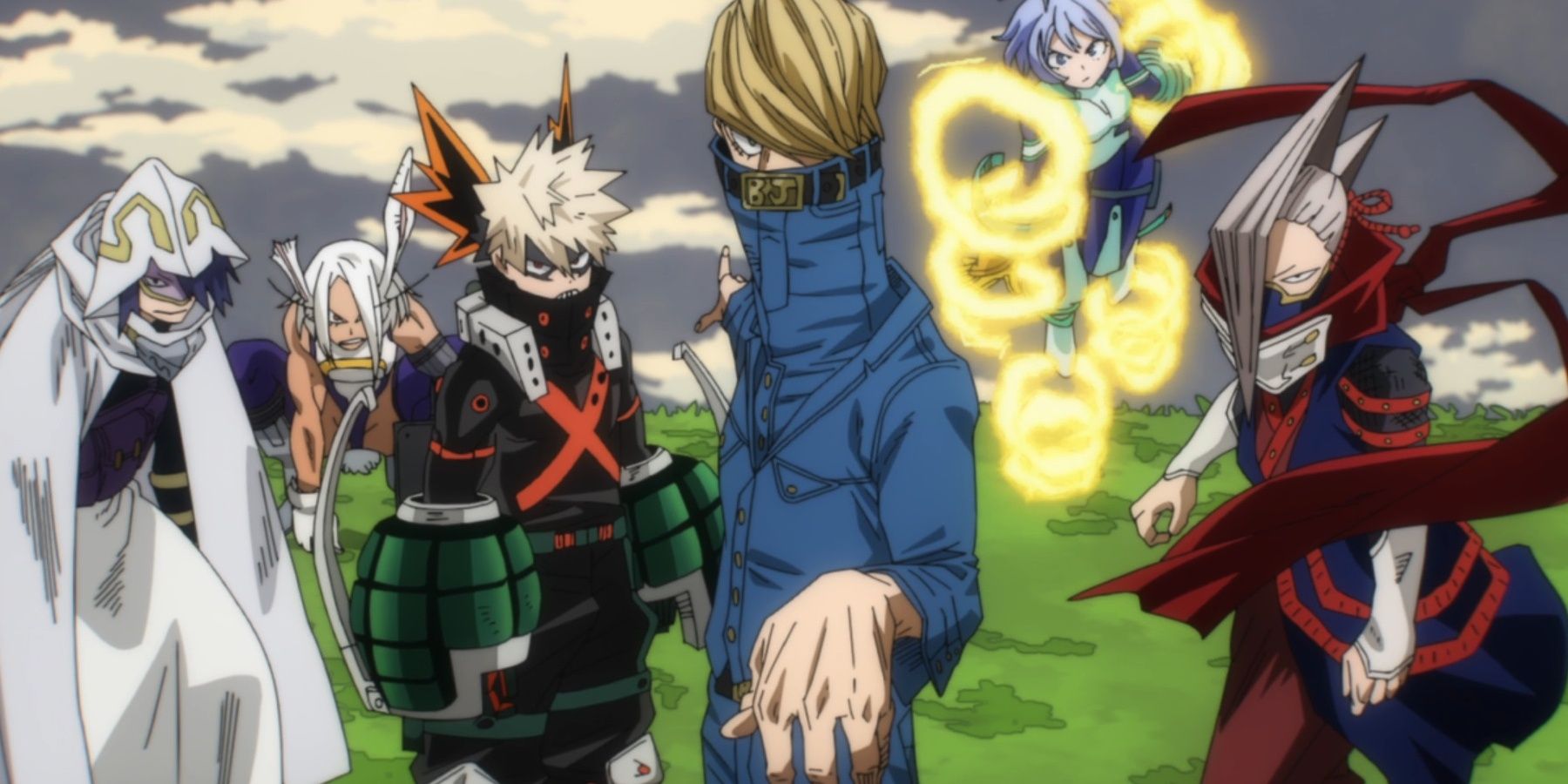 Best Jeanist está com seus companheiros heróis na batalha final.