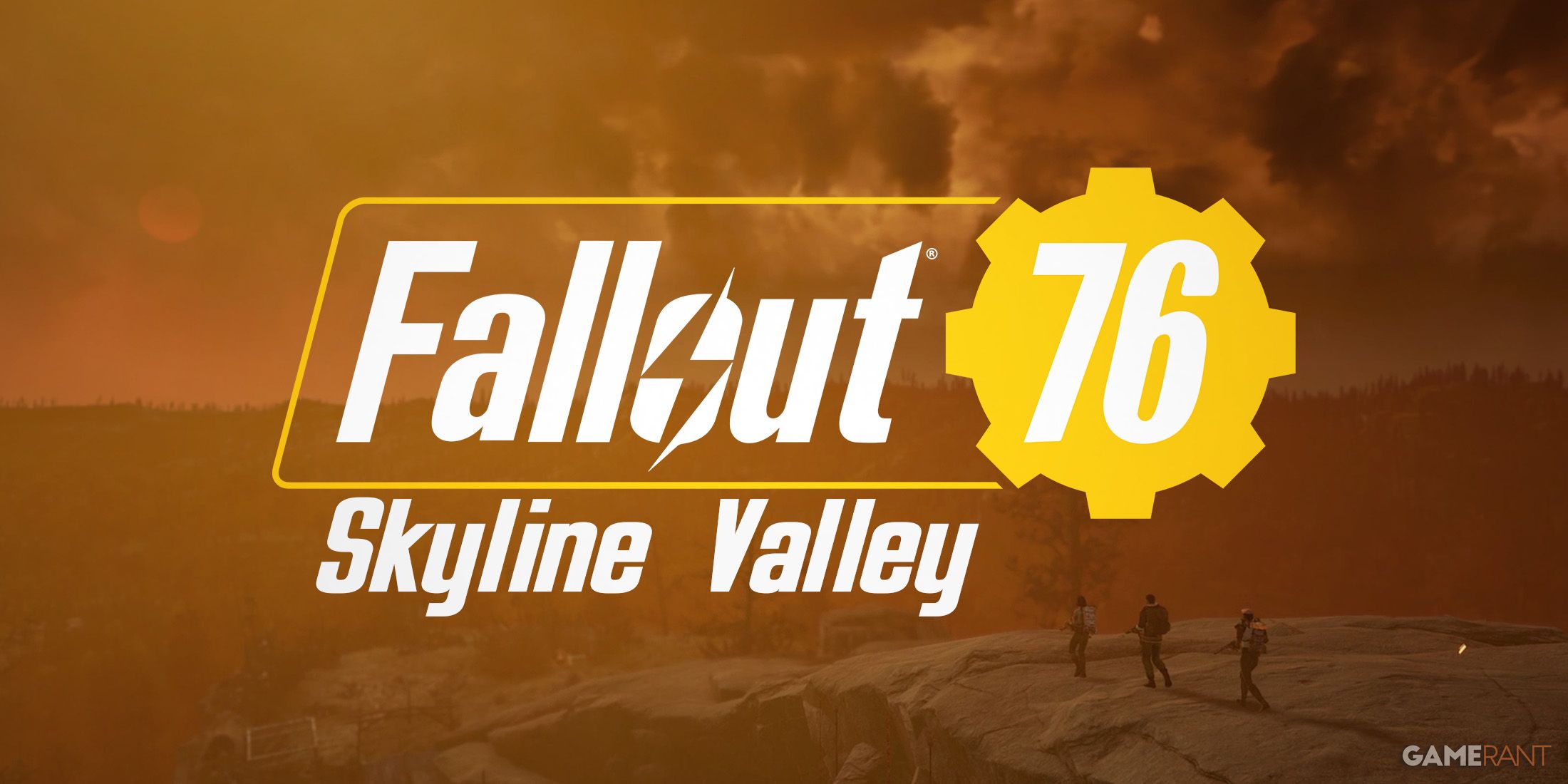 Logotipo do Skyline Valley do Fallout 76, temporada 17, na captura de tela da promoção de paisagem