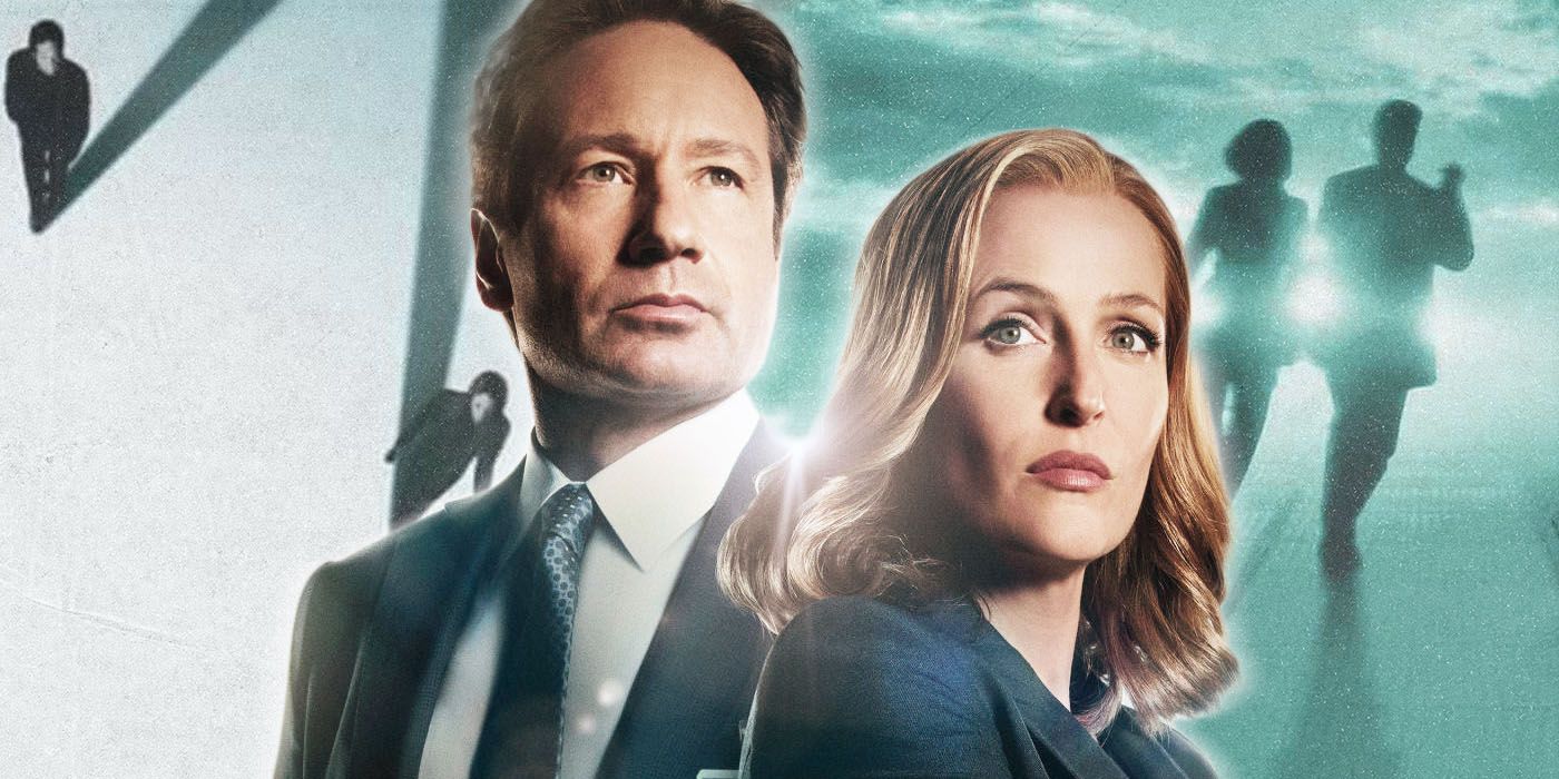 Mulder e Scully centralizando imagens promocionais de Arquivo X