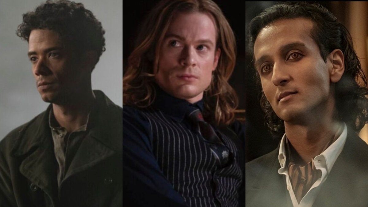 Entrevista com as estrelas de Vampiro Jacob Anderson (E), Sam Reid (Centro) e Assad Zaman (D)