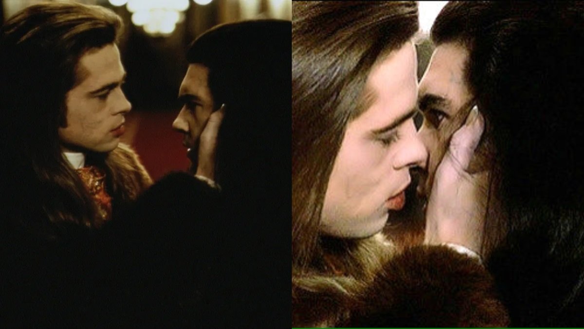 Louis (Brad Pitt) se despede de Armand (Antonio Banderas) no filme Entrevista com o Vampiro, de 1994.