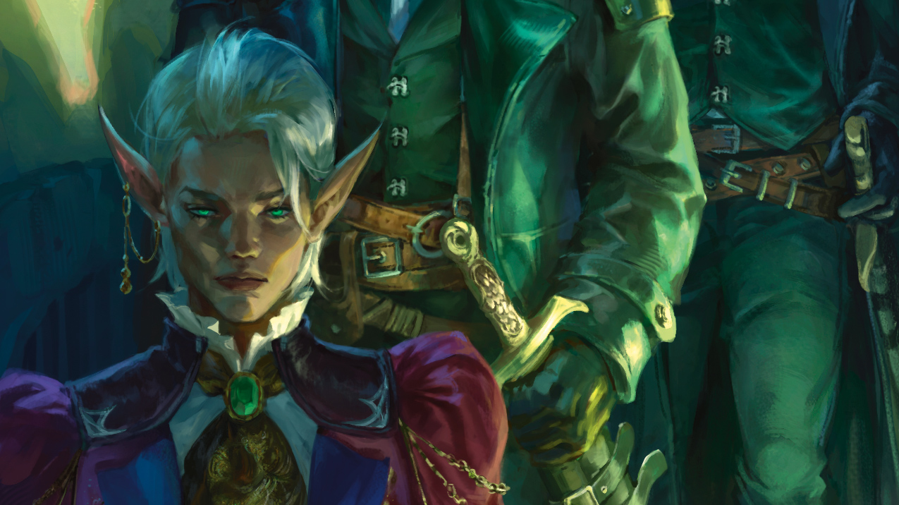 Uma mentora explica a missão secreta a um grupo de aventureiros em D&D