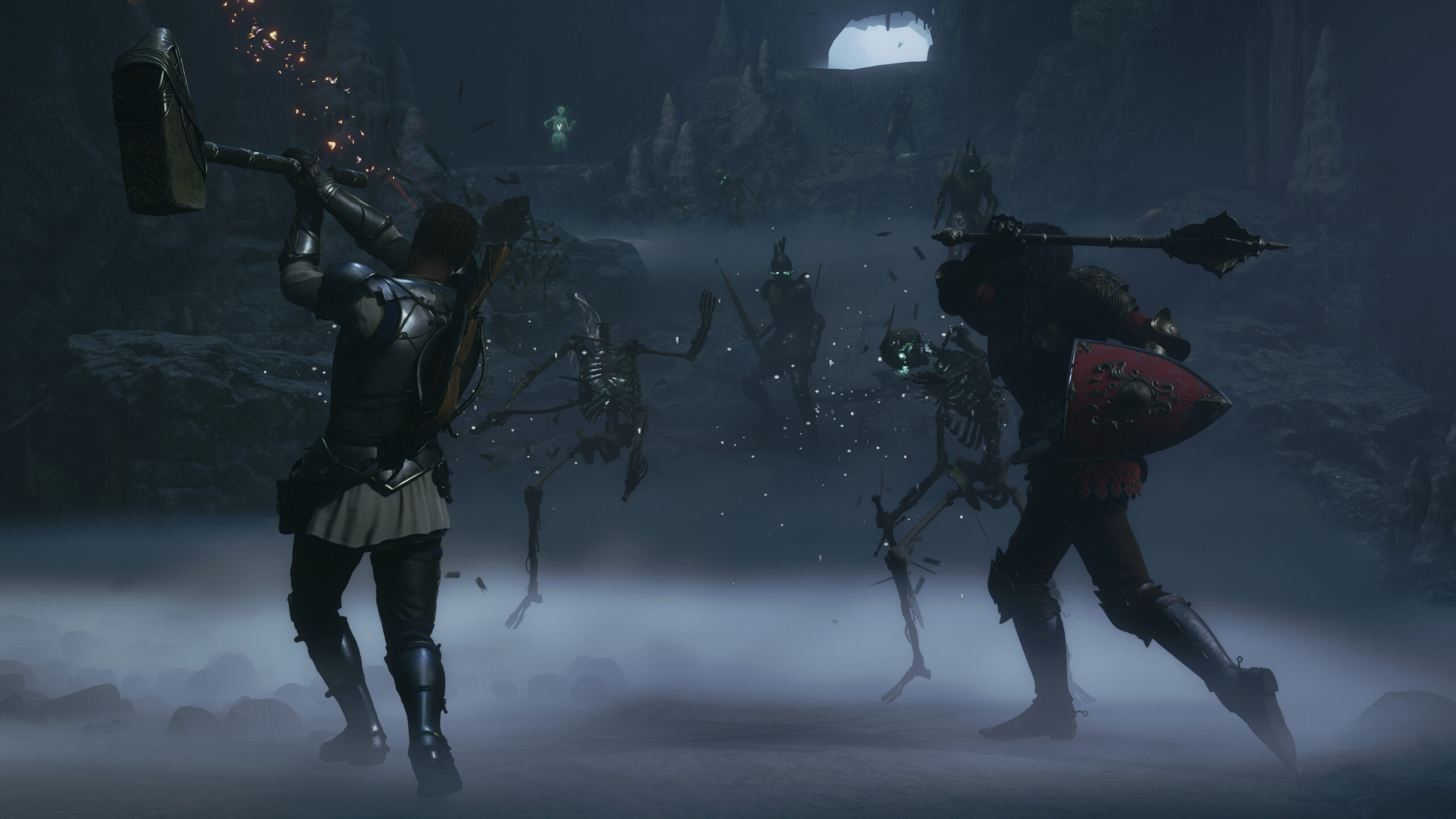 Cena de combate de Fable com o herói usando habilidades mágicas contra inimigos.