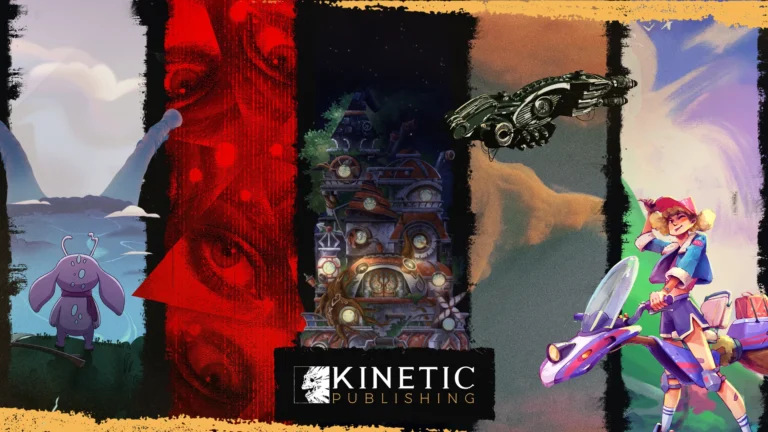 Imagem oficial do showcase da Kinetic Publishing com cinco jogos indies anunciados para PlayStation 5