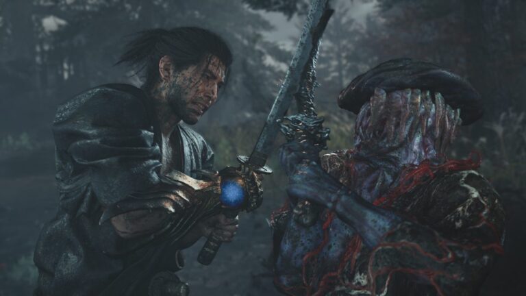 Capa oficial de Onimusha: Way of the Sword com Miyamoto Musashi diante das ameaças Genma