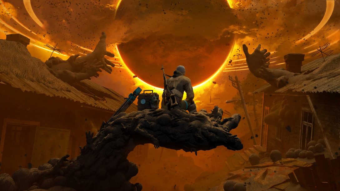Capa oficial de Into the Radius 2 mostrando a atmosfera de sobrevivência do jogo no PlayStation VR2