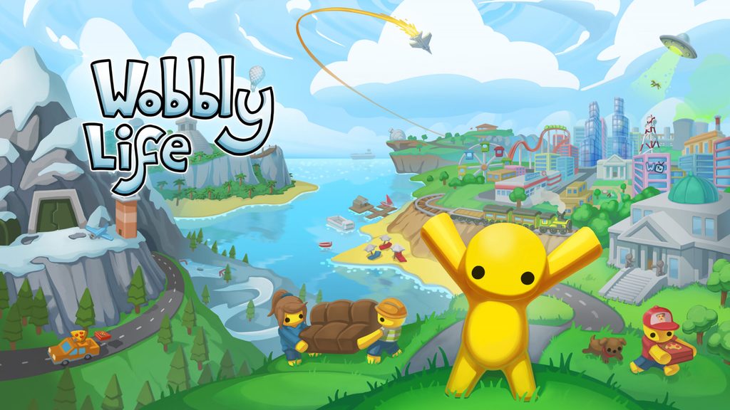 Imagem oficial de Wobbly Life, aventura de mundo aberto com cooperação.