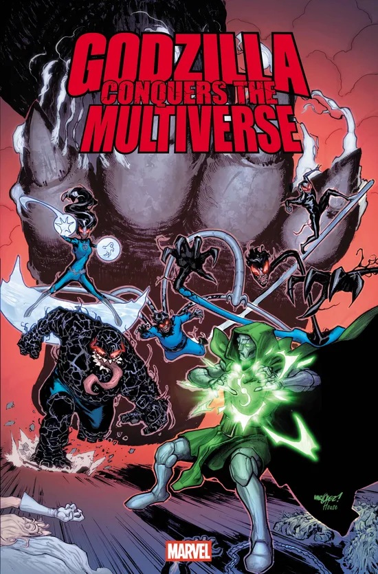 Capa oficial de Godzilla Conquers the Multiverse (2026) #3, publicada pela Marvel.