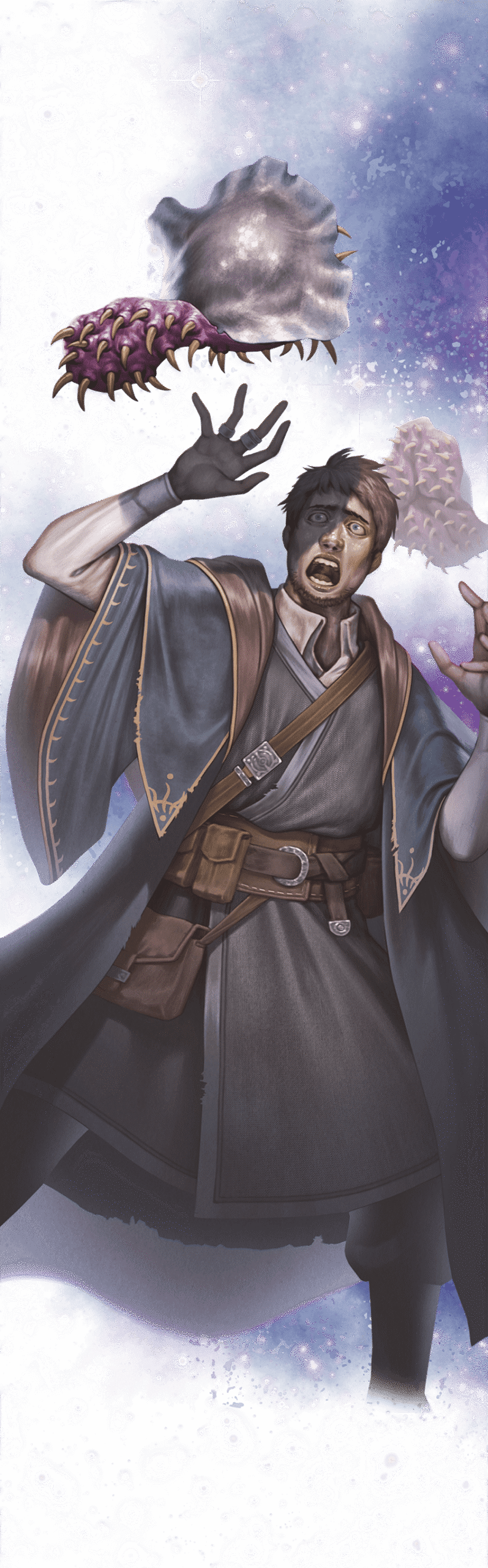 Ilustração oficial de um Puppeteer Parasite, criatura de Spelljammer